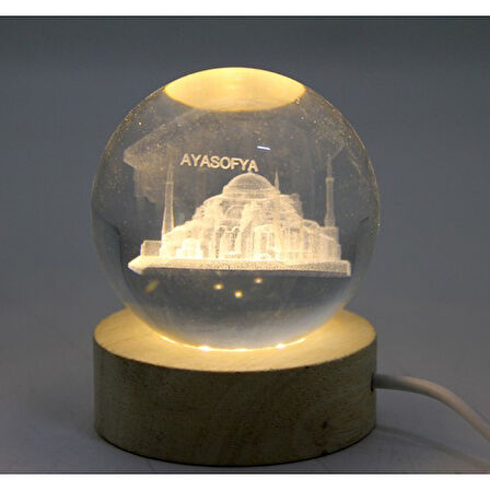 Kapamarka 3D İstanbul Temalı Kristal Cam Küre Led Lamba Model 2