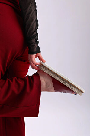 Kadın Hakiki Deri Bordo Rugan Renk Eva Taban Ortopedik Günlük Terlik