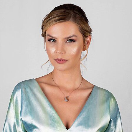 925 Ayar Gümüş Zirkon Taşlı Gelin Damat Kolye - Model - 2