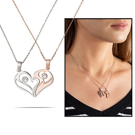 Zirkon Taşlı Kişiye Özel İsim Yazılı 925 Ayar Gümüş "Kalbimin Yarısı" Kolye