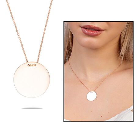 Basic Model Rose Renk Kişiye Özel İsim/Harf Yazılı 925 Ayar Gümüş Kadın Kolye