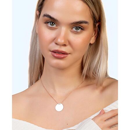 Basic Model Rose Renk Kişiye Özel İsim/Harf Yazılı 925 Ayar Gümüş Kadın Kolye