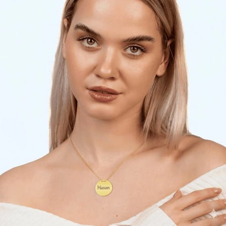 Basic Model Gold Renk Kişiye Özel İsim/Harf Yazılı 925 Ayar Gümüş Kadın Kolye
