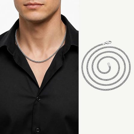 925 Ayar Gümüş 60 cm Uzunluk 4 mm Genişlik 80 Mikron Kalınlık Erkek Kral Zincir