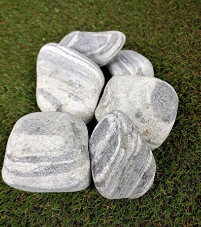 Siyah Beyaz Çizgili Dolomit Taş 2 Kg 6-10 Cm Dekoratif Renkli Taş