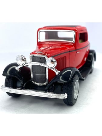 Kinsmart 1932 Ford 3-Window Coupe - Çek Bırak Lisanslı Model Oyuncak Araba 1:34 Kırmızı