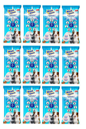 Bio PetActive Wash Gloves Kuru Yıkama ve Bakım Kesesi 8 Lİ  X 12 Paket
