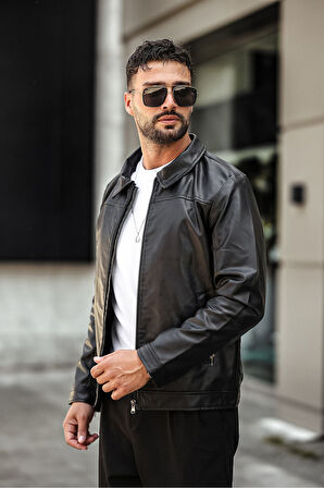 Erkek Siyah Deri Ceket