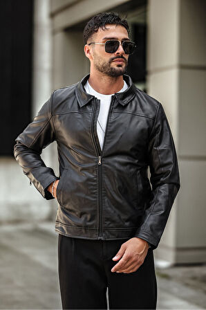 Erkek Siyah Deri Ceket