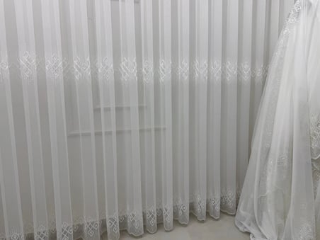 NİVEMESHOME 3211 LUNA GEOMETRİK DESENLİ 1/3 SIK PİLELİ TÜL PERDE APM