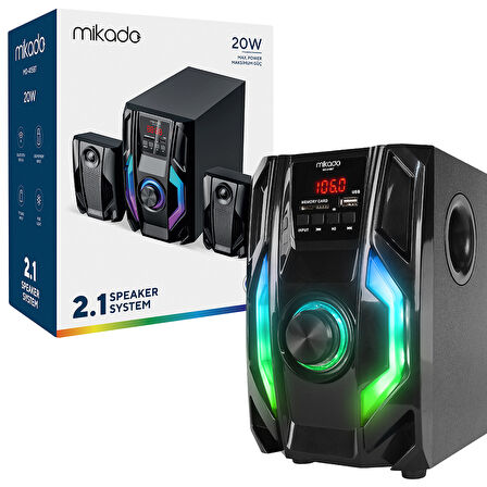 MİKADO - MD-415BT RGB 2+1 20 WATT BASSLI FM/BT/SD/USB BLUETOOTH SES SİSTEMİ MULTİMEDYA HOPARLÖR