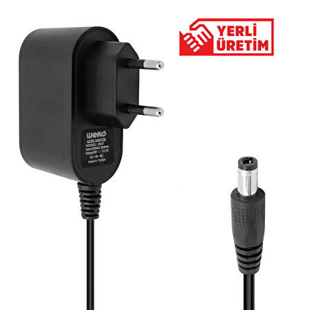 WEKO 5 VOLT - 1 AMPER 5.5*2.5 UÇLU YERLİ ÜRETİM PLASTİK KASA PRİZ TİPİ ADAPTÖR