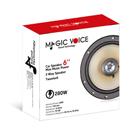 MAGICVOICE TS-613B 6 16 CM 280 WATT ÇİFT YOLLU TWEETERLI TEKLİ OTO HOPARLÖR (YEDEK HOPARLÖR)