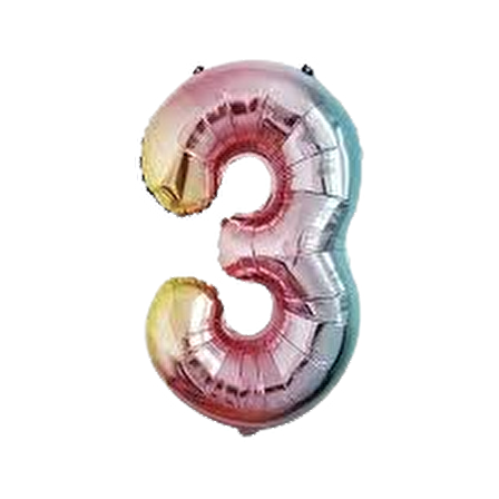 RAKAM BALON FOLYO 3 METALİK RENKLİ ÇİFT  TARAFLI 102 CM DÜ 50 TL