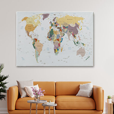 Harita Sepeti Dekoratif Kanvas Tablo Dünya Haritası 1031