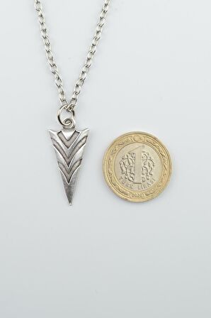 2'li Triagle Ok Ucu - Desenli Erkek Kadın Kolye Seti 925 Ayar Gümüş Kaplama