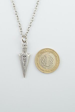 2'li Triagle Ok Ucu - Desenli Erkek Kadın Kolye Seti 925 Ayar Gümüş Kaplama