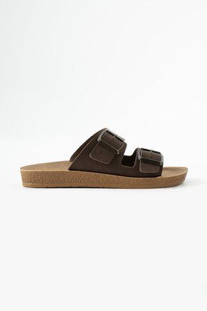 Erkek Çift Bant Süet Tokalı Comfort Günlük Şık Terlik