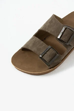 Erkek Çift Bant Süet Tokalı Comfort Günlük Şık Terlik