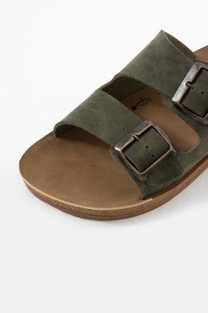 Erkek Çift Bant Süet Tokalı Comfort Günlük Şık Terlik