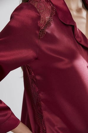 Pierre Cardin Kadın Sırtı Dantel Saten Pijama Takımı 1438