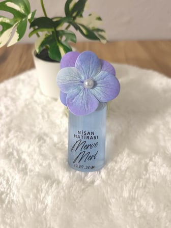 Pamuğum Atelier Ortanca Çiçekli 30 ml İnci Tozlu Kolonyalı Cam Şişe Hediyelik (25 Adet)