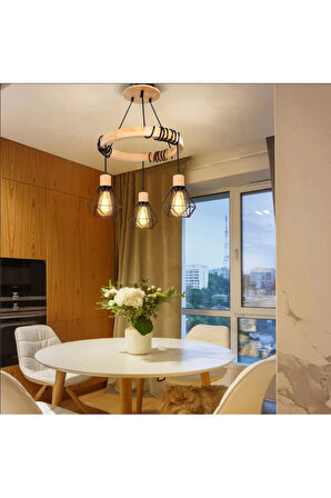 Modern Ahşap Wood Suspension Avize