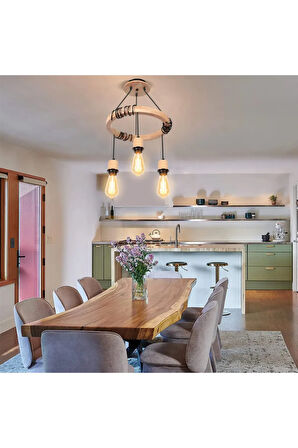 Modern Ahşap Wood Suspension Avize