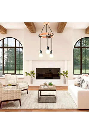 Modern Ahşap Wood Suspension Avize