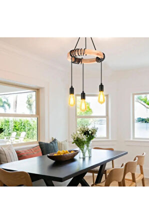 Modern Ahşap Wood Suspension Avize