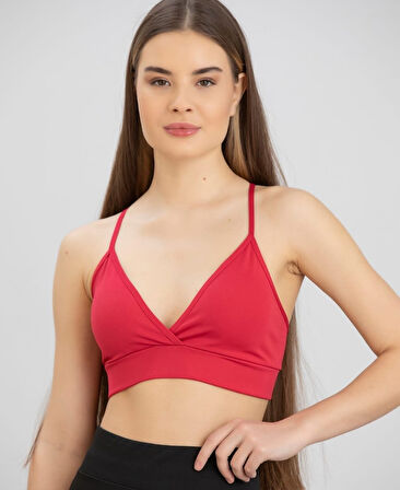 Aurafit Kaplı Arkası Çapraz Derin Dekolte İp Askılı Spor Sütyeni/Büstiyer-9026