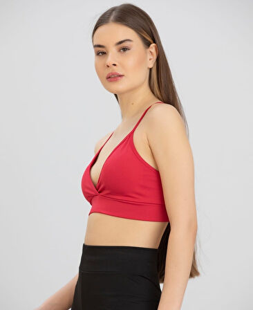 Aurafit Kaplı Arkası Çapraz Derin Dekolte İp Askılı Spor Sütyeni/Büstiyer-9026