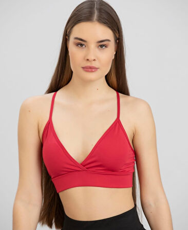 Aurafit Kaplı Arkası Çapraz Derin Dekolte İp Askılı Spor Sütyeni/Büstiyer-9026