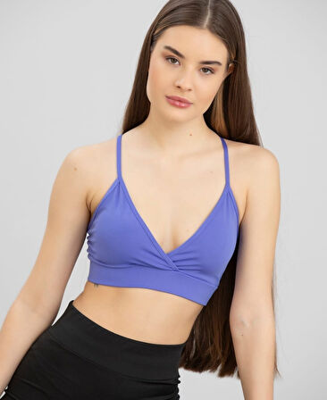 Aurafit Kaplı Arkası Çapraz Derin Dekolte İp Askılı Spor Sütyeni/Büstiyer-9026