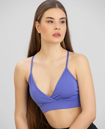 Aurafit Kaplı Arkası Çapraz Derin Dekolte İp Askılı Spor Sütyeni/Büstiyer-9026