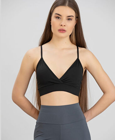 Aurafit Kaplı Arkası Çapraz Derin Dekolte İp Askılı Spor Sütyeni/Büstiyer-9026