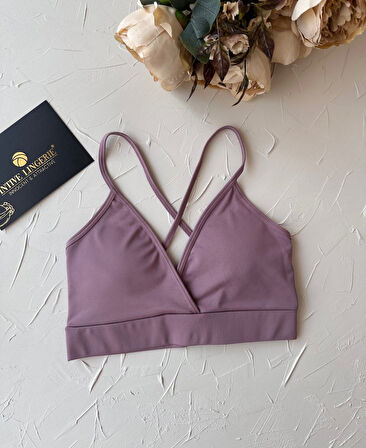 Aurafit Kaplı Arkası Çapraz Derin Dekolte İp Askılı Spor Sütyeni/Büstiyer-9026