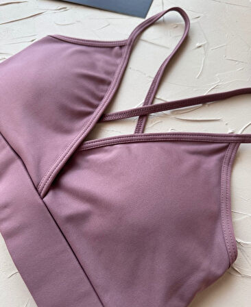 Aurafit Kaplı Arkası Çapraz Derin Dekolte İp Askılı Spor Sütyeni/Büstiyer-9026