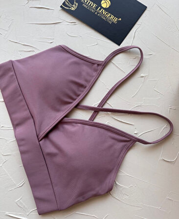 Aurafit Kaplı Arkası Çapraz Derin Dekolte İp Askılı Spor Sütyeni/Büstiyer-9026