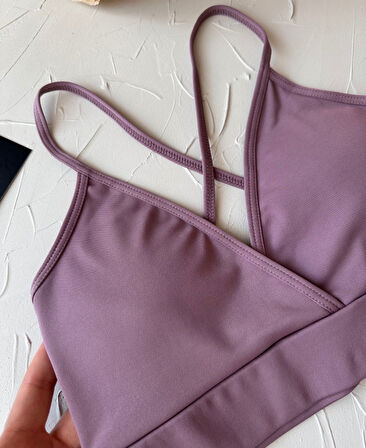 Aurafit Kaplı Arkası Çapraz Derin Dekolte İp Askılı Spor Sütyeni/Büstiyer-9026