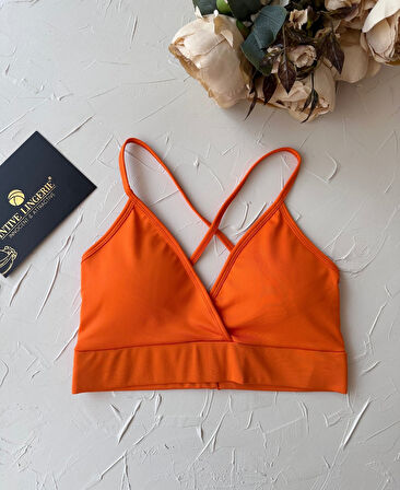 Aurafit Kaplı Arkası Çapraz Derin Dekolte İp Askılı Spor Sütyeni/Büstiyer-9026
