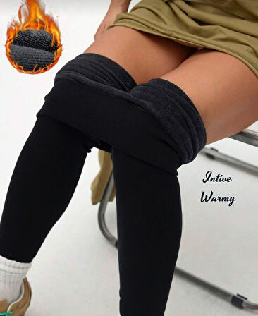 Larosa Siyah Dikişsiz İçi Polar Termal Standart Beden Kışlık Tayt