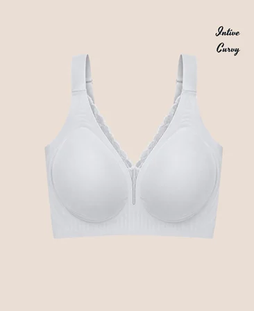 Intive Curvy Önü Transparan Güpür Dantelli V Yaka Dikişsiz Büyük Beden Sütyen (XL-4XL)
