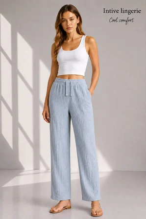 Intive Cool Comfort Müslin/Waffle Kumaş İç Göstermez Pamuklu Nefes Alabilir Rahat Yazlık Pantolon