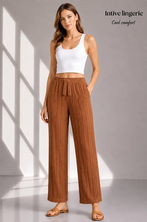 Intive Cool Comfort Müslin/Waffle Kumaş İç Göstermez Pamuklu Nefes Alabilir Dokulu Yazlık Pantolon