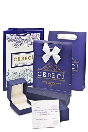 Cebeci 14 Ayar Baget Taşlı Beyaz Altın Bileklik