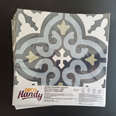 Pvc Duvar Karosu 30x30cm 4'lü Paket - Çini Desen 0,36m2