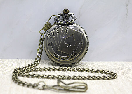 Oyun Kartı Tasarımlı Köstekli Saat 