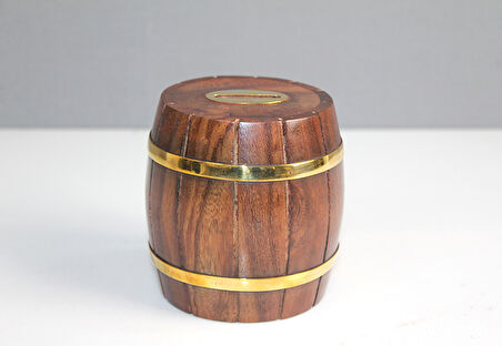 Pirinç Detaylı Fıçı Kumbara Model 1 