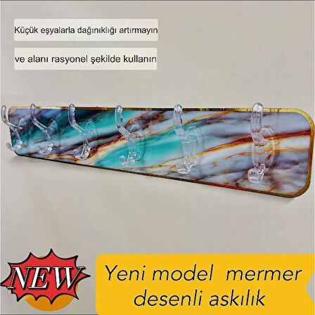 Mermer Desenli Yapışkanlı Askılık 